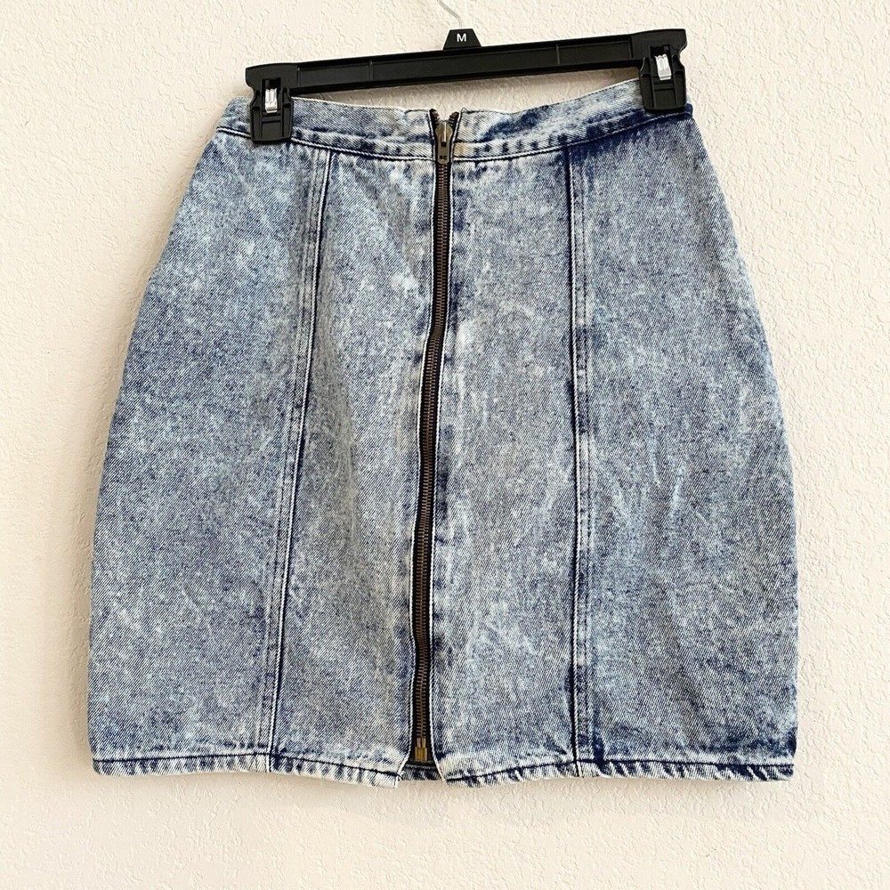 Vintage Y2K Blue Jeans Mini Skirt Zip‎ Front Switch USA 90s Juniors 9/10